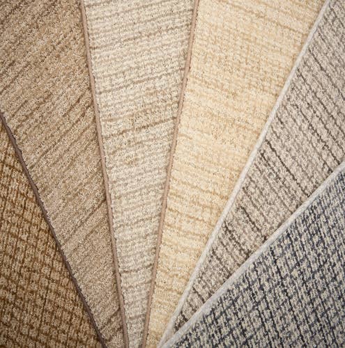 Avalon Carpet Swatches in tans, browns and greys
