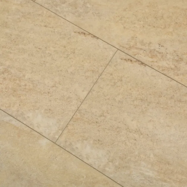 Sample of Rejuvenation 535, a stone-look luxury vinyl tile with cream and sand tones