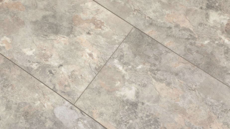 Rejuvenation 538 luxury vinyl tile sample, with natural beige and light gray tones