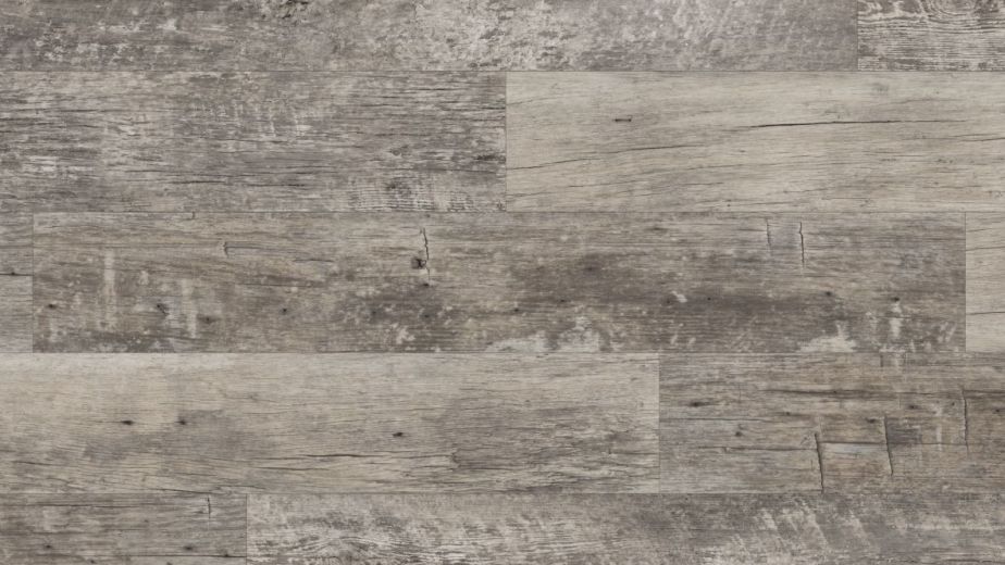 Aged Redwood LVT sample showing weathered gray shades, distressed woodgrain texture, and rustic style