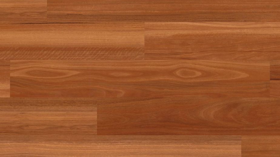 Sample of Auburn Spotted Gum LVP showing woodgrain design with brown and orange tones and subtle distressed details