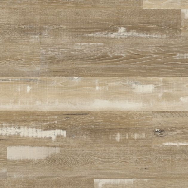 Blond Farmhouse Oak sample, a taupe woodgrain look with high shade variance, distressed detailing, and hints of leftover white paint