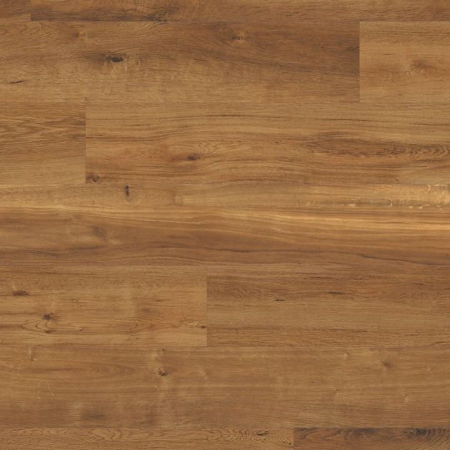Classic Oak LVP sample showing natural brown woodgrain design with warm undertones, knots, and woodgrain texture