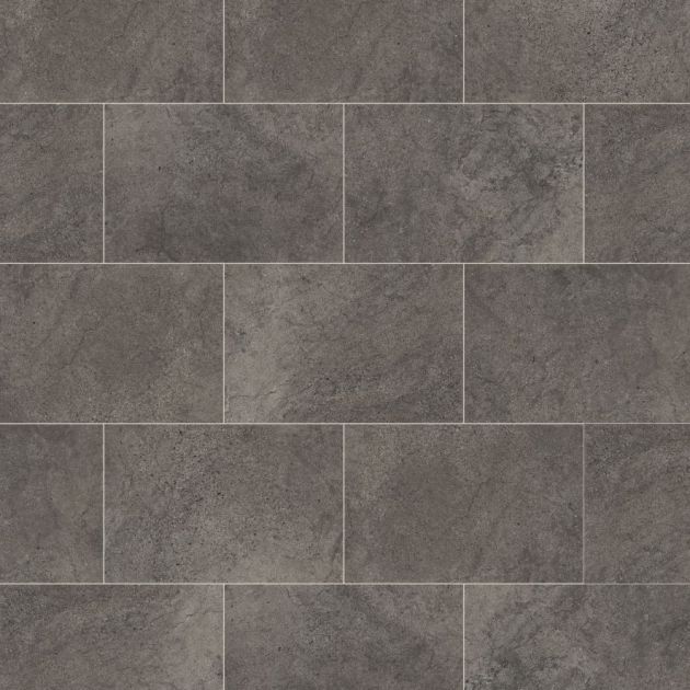 Cumbrian Stone LVT sample, a dark gray tile with a painted bevel edge
