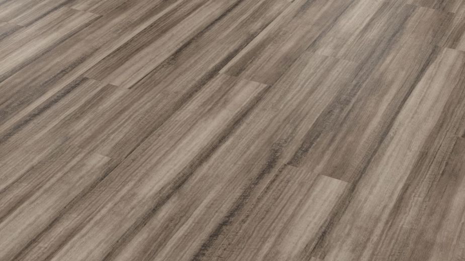 Canitia luxury vinyl plank sample, showing gray and brown wood tones and woodgrain details