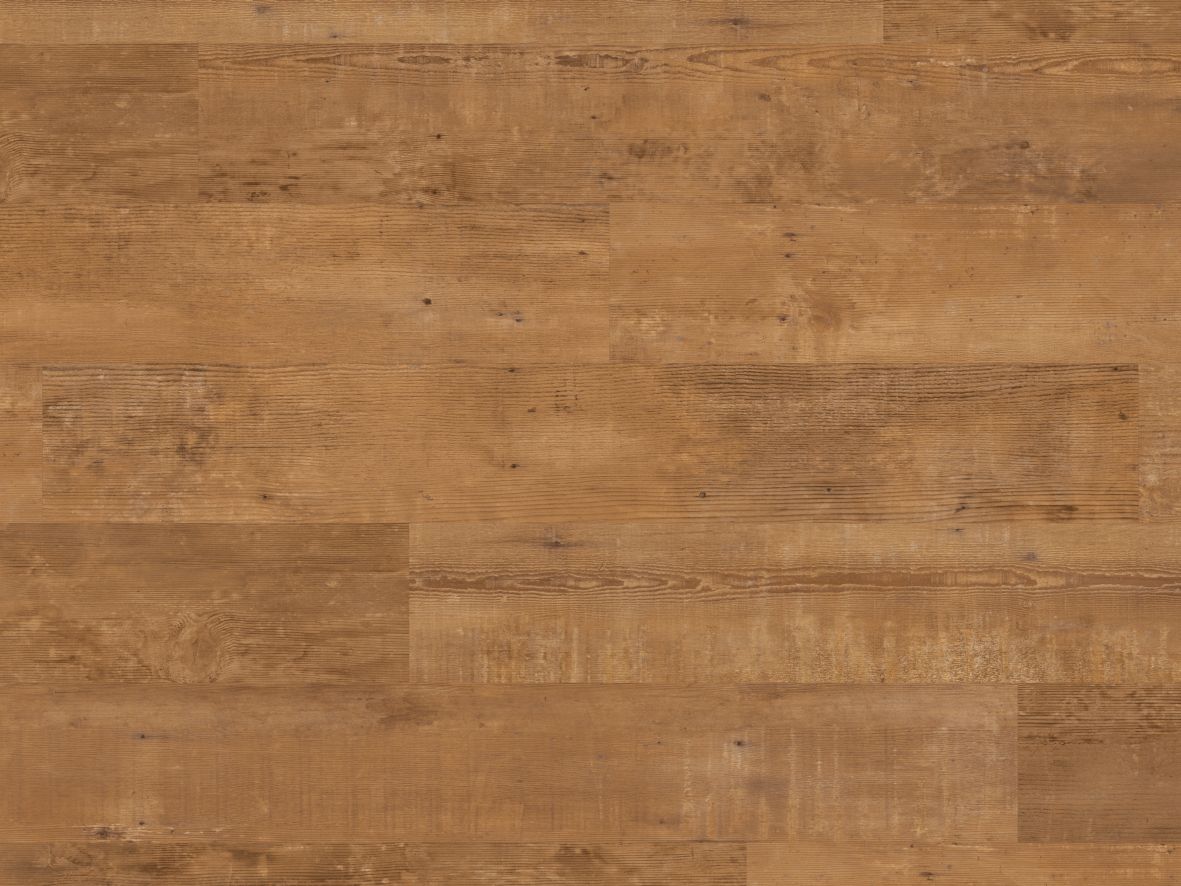 Natural School Cedar LVP sample showing brown woodgrain design threaded with orange, small knots, and grain detailing