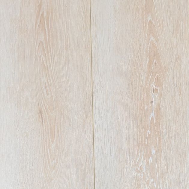 Sample of Beach House laminate showing a blonde woodgrain design with soft pink undertones, knots, and grain details