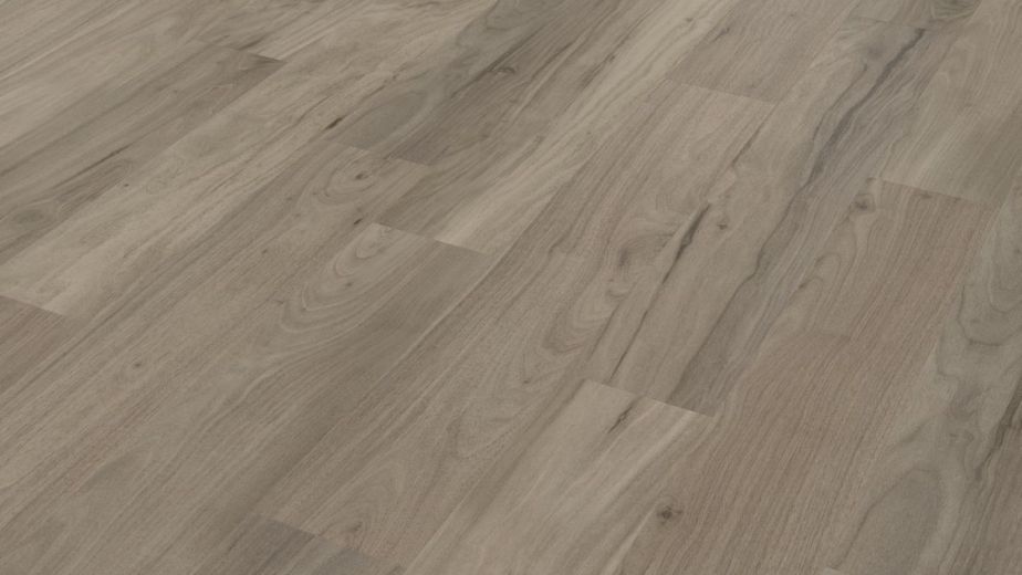 Angled view of Bleached Grey Walnut sample showing weathered gray tones and woodgrain details