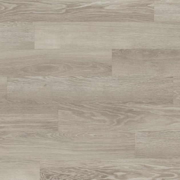 Sample of gluedown LVP Grey Limed Oak showing gray woodgrain design with wood knots, grains, and texture
