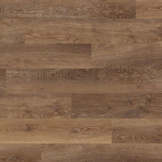 Sample of glue down LVP Mid Limed Oak, with various shades of brown, woodgrain knots, and texture