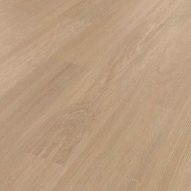 Angled sample of Mosel Oak highlighting pale taupe and beige woodgrain pattern
