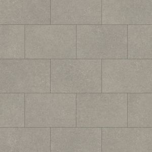 Sample of gluedown LVT Olten Stone showing gray rectangular tiles mimicking concerte