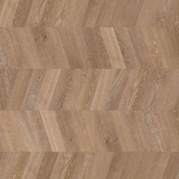 Sample of gluedown chevron Pale Limed Oak sample, showing varying blond and golden-brown toned woodgrain design
