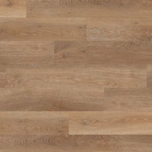 Sample of gluedown LVP Pale Limed Oak showing various brown tones and knots and woodgrain design