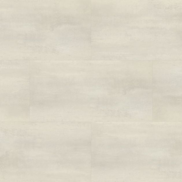Sample of LVT Stratus, a cream and white rectangular concrete-style tile