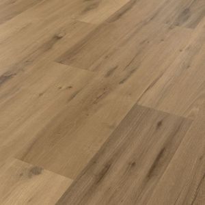 Vermeer Oak sample at angle indicating wide plank, matte finish, and various woodgrain details