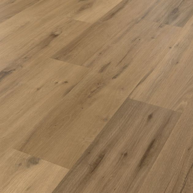 Vermeer Oak sample at angle indicating wide plank, matte finish, and various woodgrain details