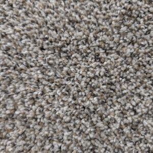 Close up of Win-Win Essential carpet showing gray, beige, and cream multicolor plush fibers
